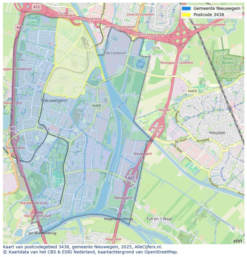 Afbeelding van het postcodegebied 3438 op de kaart.