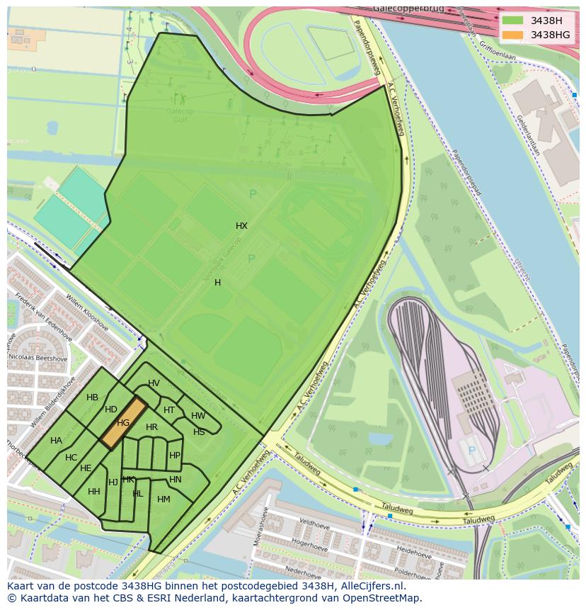 Afbeelding van het postcodegebied 3438 HG op de kaart.