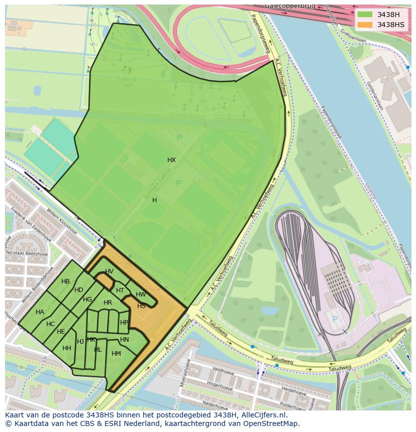 Afbeelding van het postcodegebied 3438 HS op de kaart.