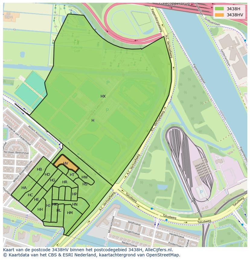 Afbeelding van het postcodegebied 3438 HV op de kaart.