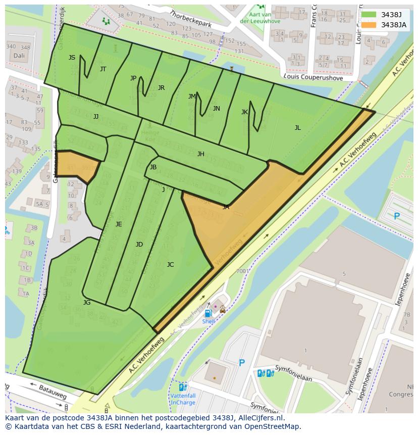 Afbeelding van het postcodegebied 3438 JA op de kaart.