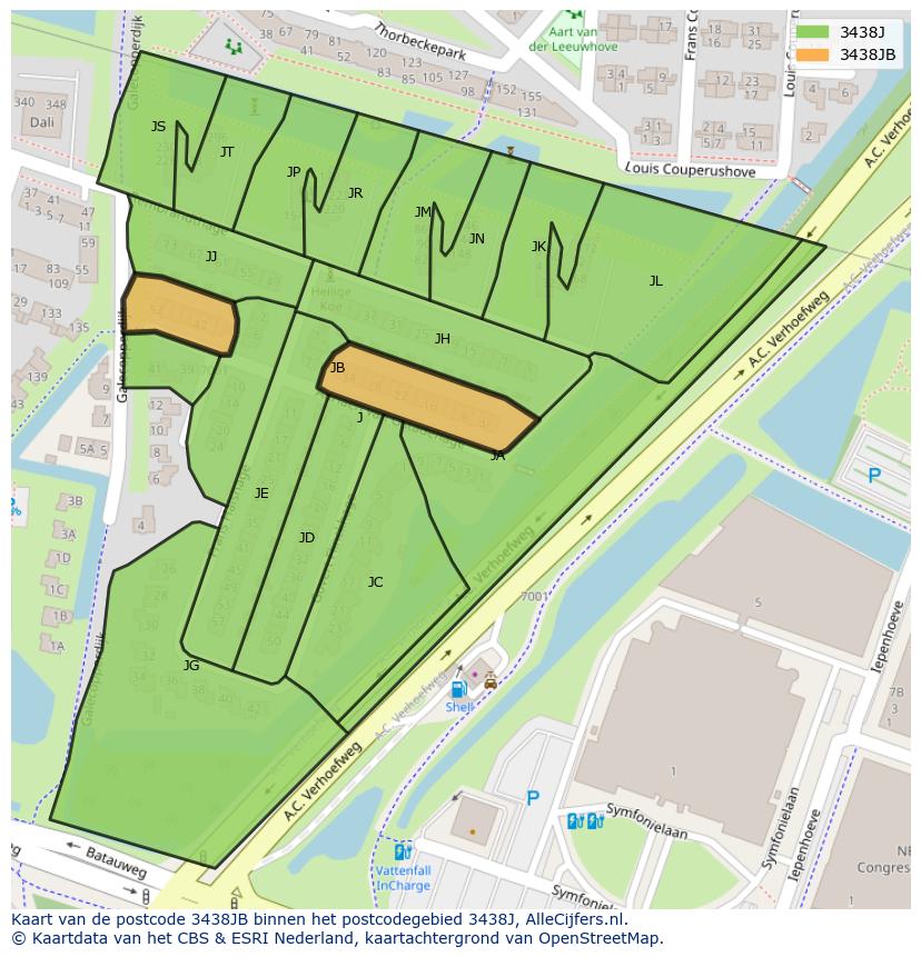 Afbeelding van het postcodegebied 3438 JB op de kaart.