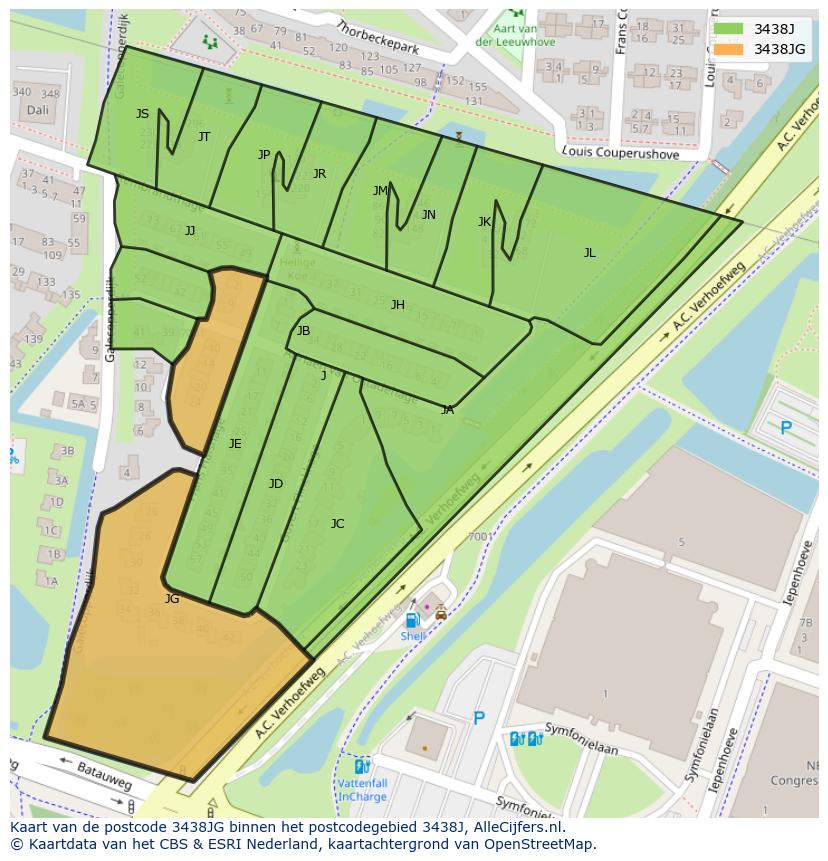 Afbeelding van het postcodegebied 3438 JG op de kaart.