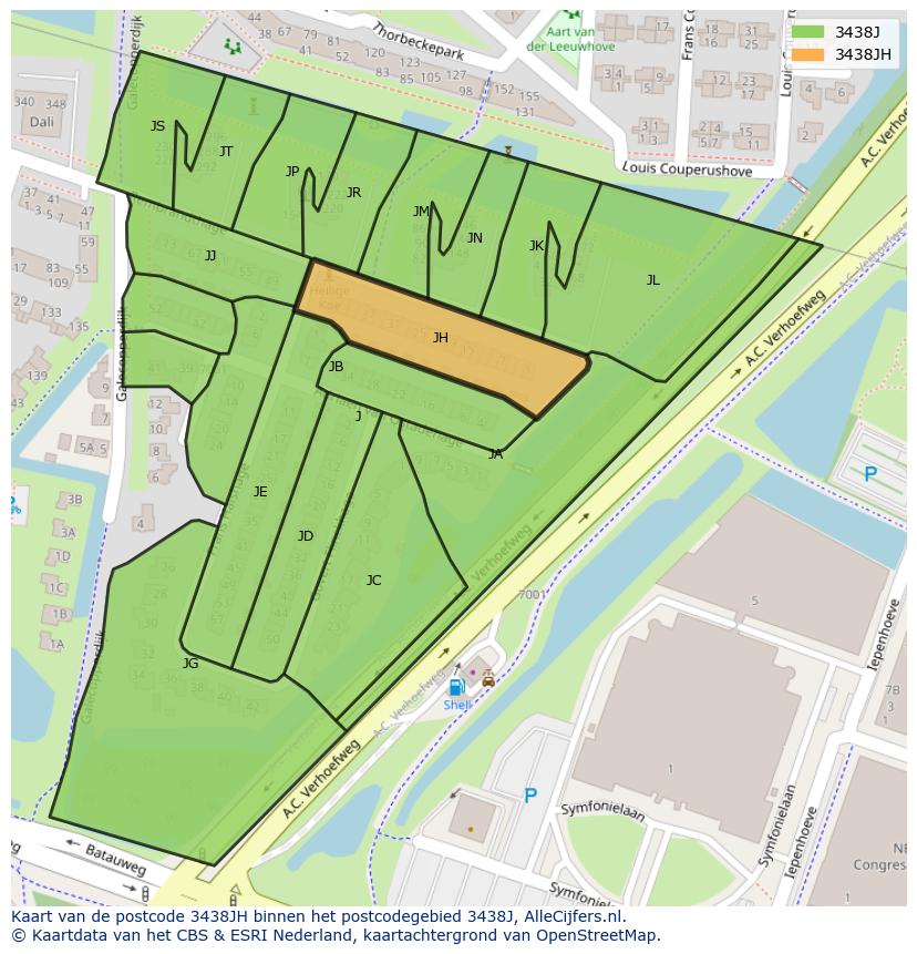 Afbeelding van het postcodegebied 3438 JH op de kaart.