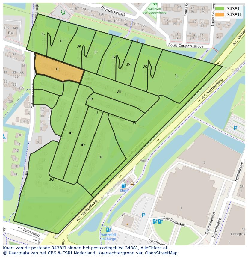 Afbeelding van het postcodegebied 3438 JJ op de kaart.