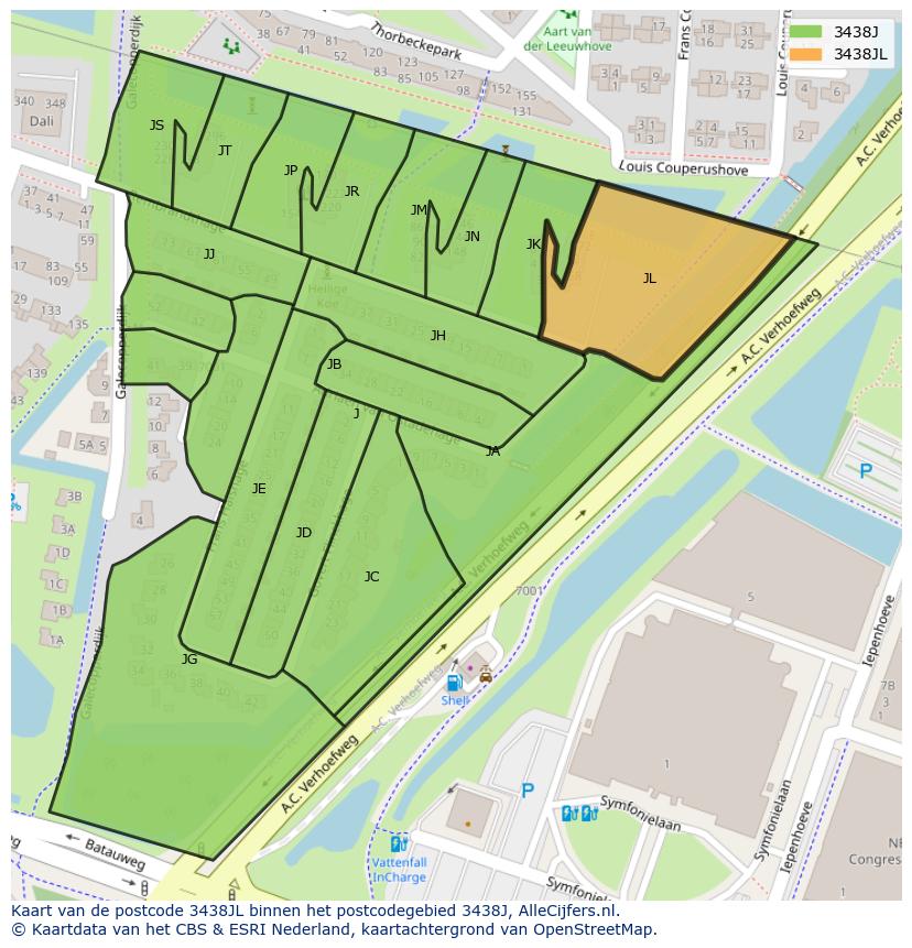 Afbeelding van het postcodegebied 3438 JL op de kaart.