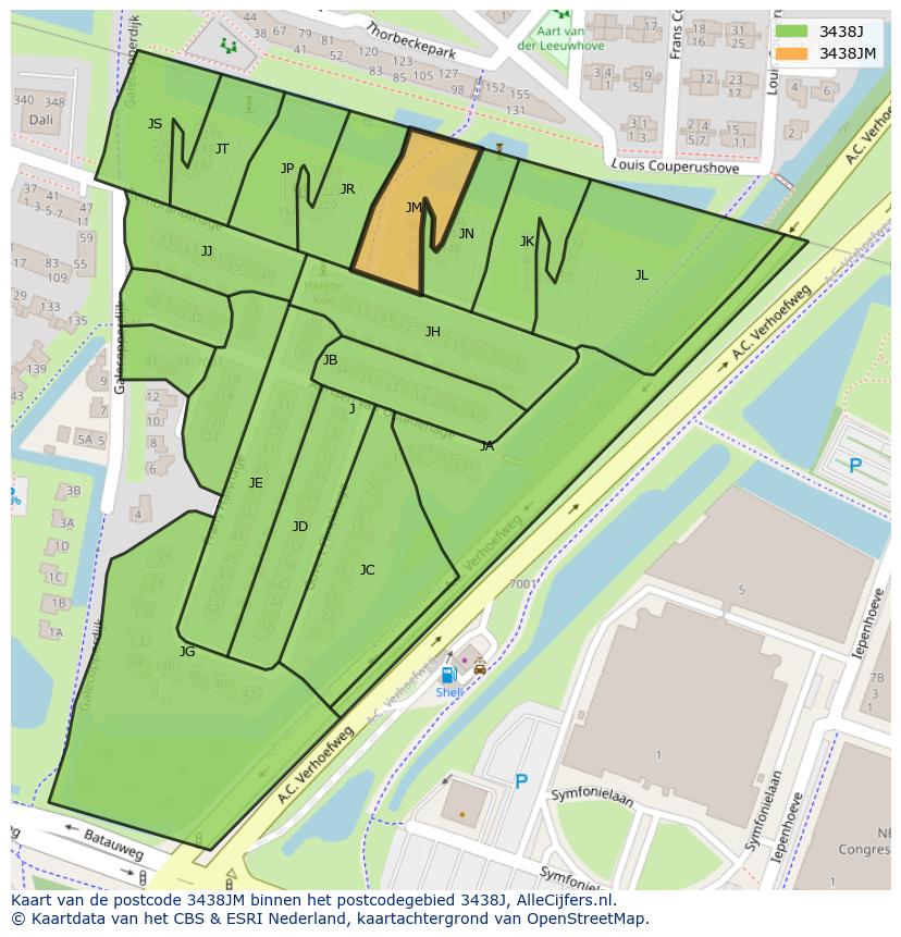 Afbeelding van het postcodegebied 3438 JM op de kaart.