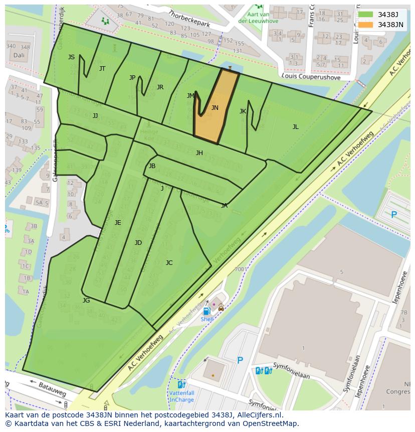 Afbeelding van het postcodegebied 3438 JN op de kaart.