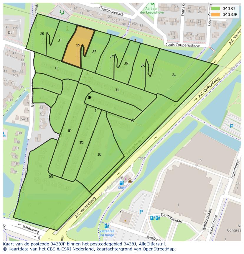 Afbeelding van het postcodegebied 3438 JP op de kaart.