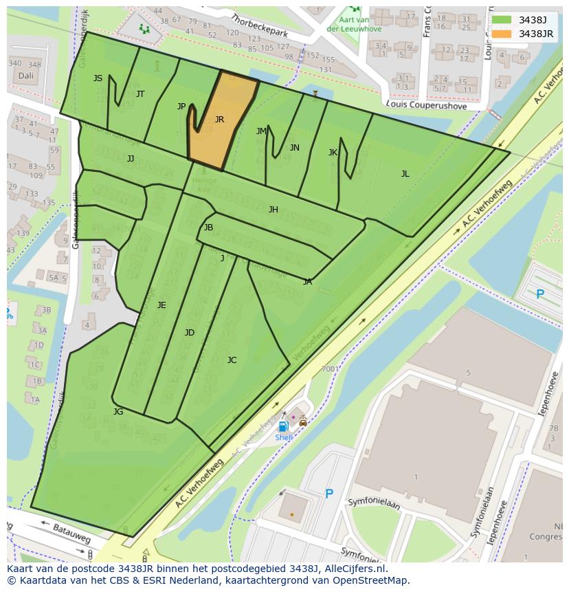 Afbeelding van het postcodegebied 3438 JR op de kaart.