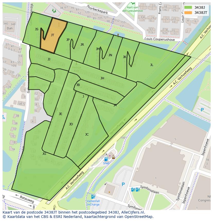 Afbeelding van het postcodegebied 3438 JT op de kaart.