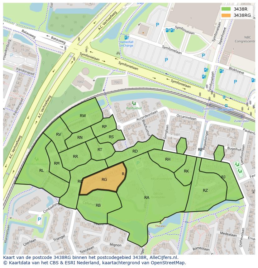 Afbeelding van het postcodegebied 3438 RG op de kaart.