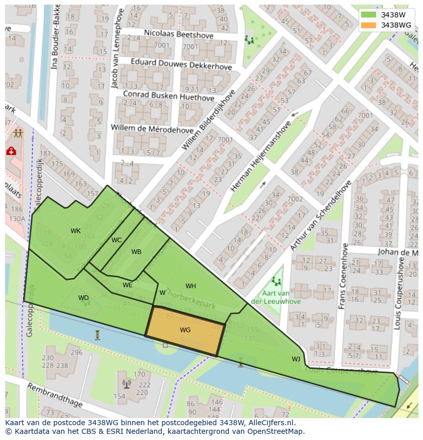 Afbeelding van het postcodegebied 3438 WG op de kaart.