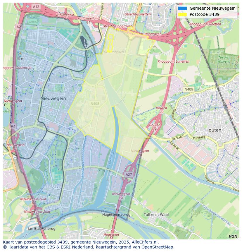 Afbeelding van het postcodegebied 3439 op de kaart.