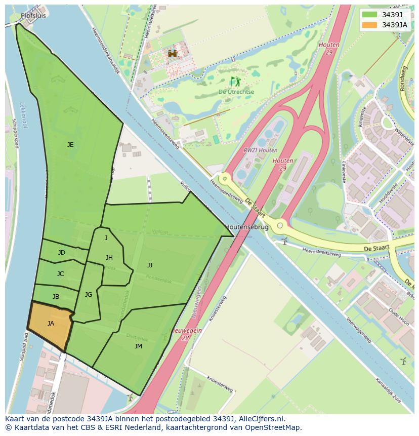 Afbeelding van het postcodegebied 3439 JA op de kaart.