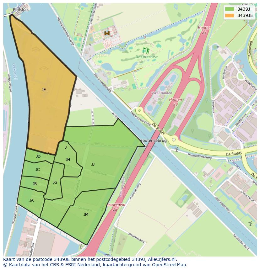 Afbeelding van het postcodegebied 3439 JE op de kaart.