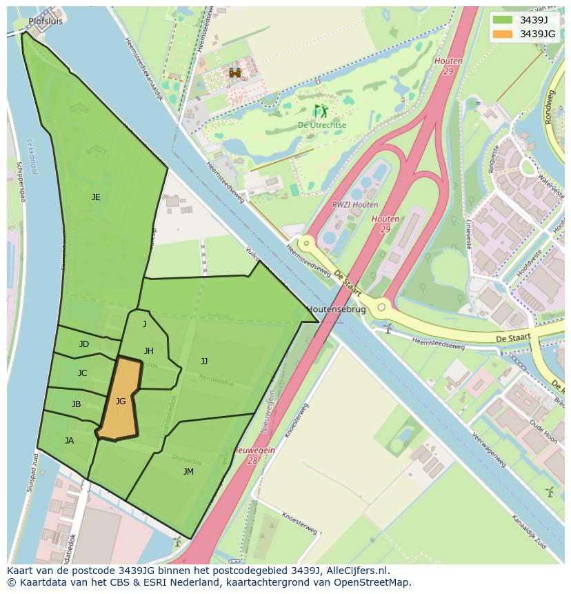 Afbeelding van het postcodegebied 3439 JG op de kaart.