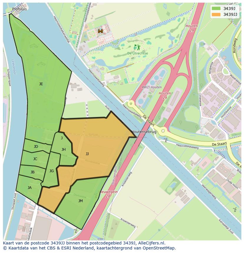 Afbeelding van het postcodegebied 3439 JJ op de kaart.
