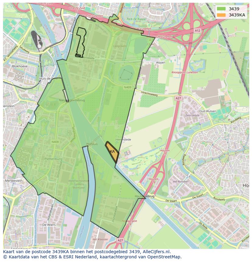 Afbeelding van het postcodegebied 3439 KA op de kaart.