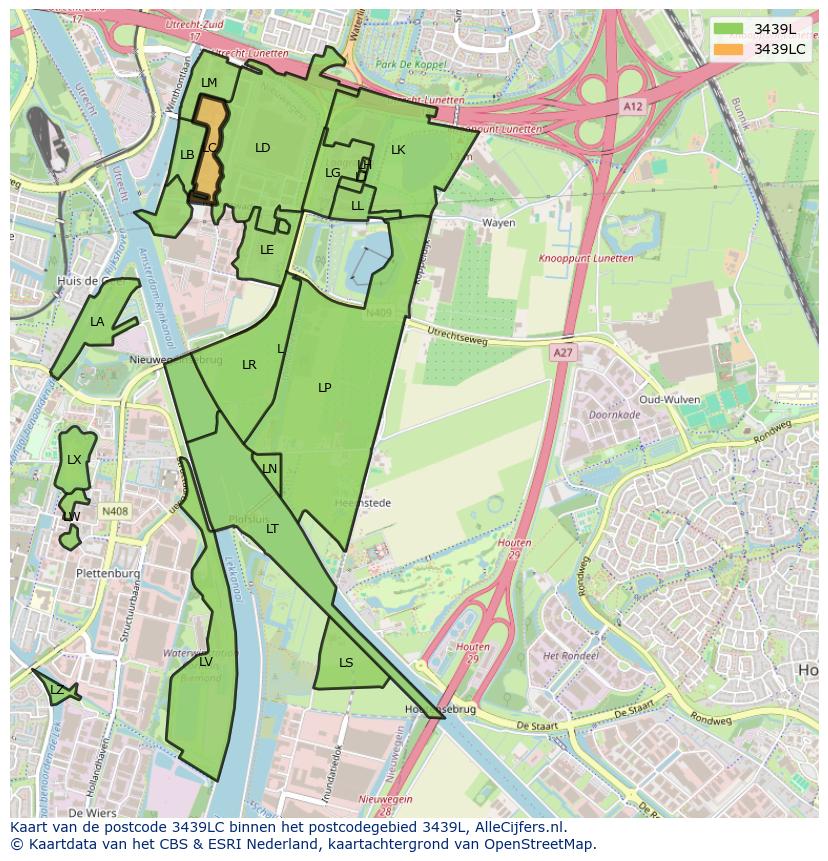 Afbeelding van het postcodegebied 3439 LC op de kaart.