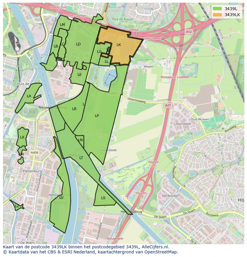 Afbeelding van het postcodegebied 3439 LK op de kaart.