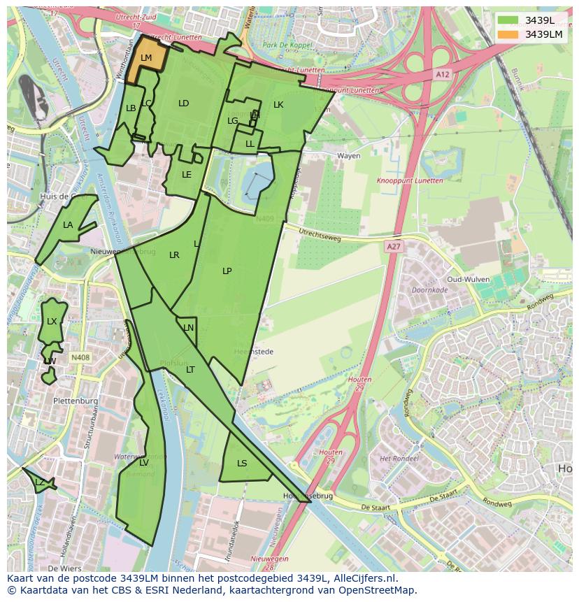 Afbeelding van het postcodegebied 3439 LM op de kaart.