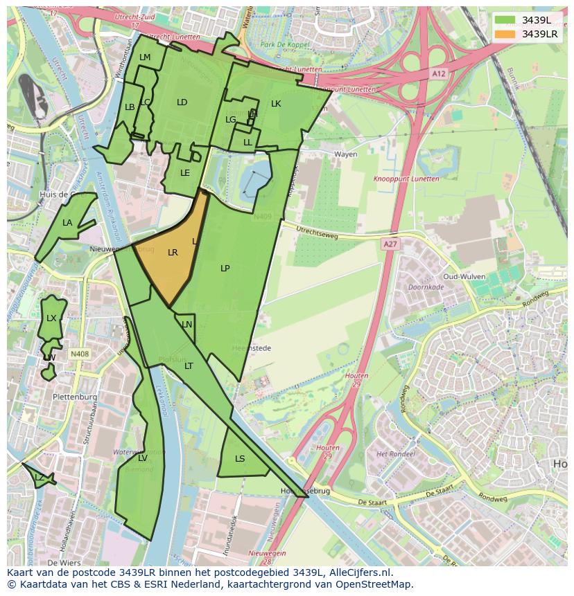 Afbeelding van het postcodegebied 3439 LR op de kaart.