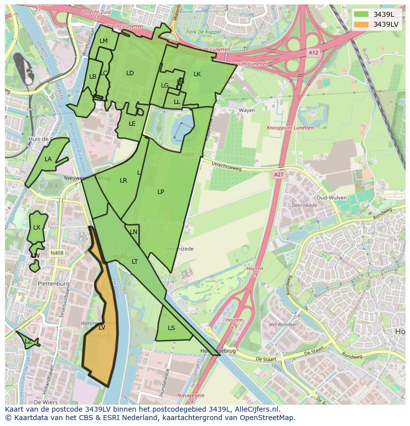 Afbeelding van het postcodegebied 3439 LV op de kaart.