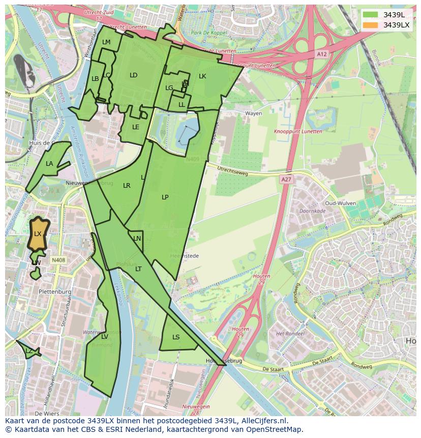 Afbeelding van het postcodegebied 3439 LX op de kaart.