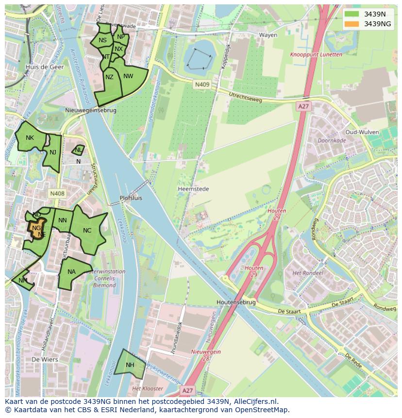 Afbeelding van het postcodegebied 3439 NG op de kaart.