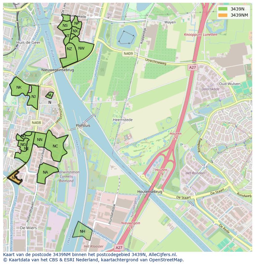 Afbeelding van het postcodegebied 3439 NM op de kaart.