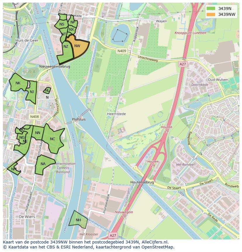 Afbeelding van het postcodegebied 3439 NW op de kaart.