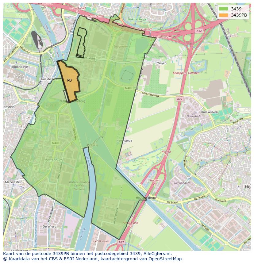 Afbeelding van het postcodegebied 3439 PB op de kaart.