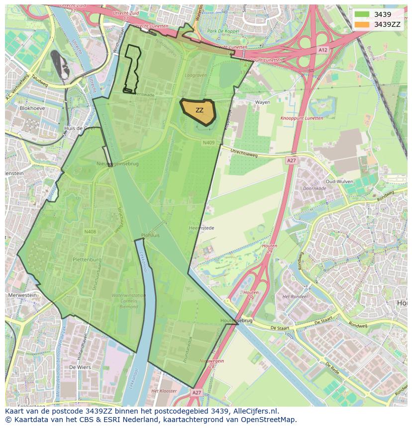 Afbeelding van het postcodegebied 3439 ZZ op de kaart.