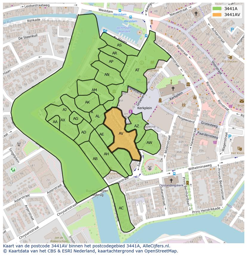 Afbeelding van het postcodegebied 3441 AV op de kaart.