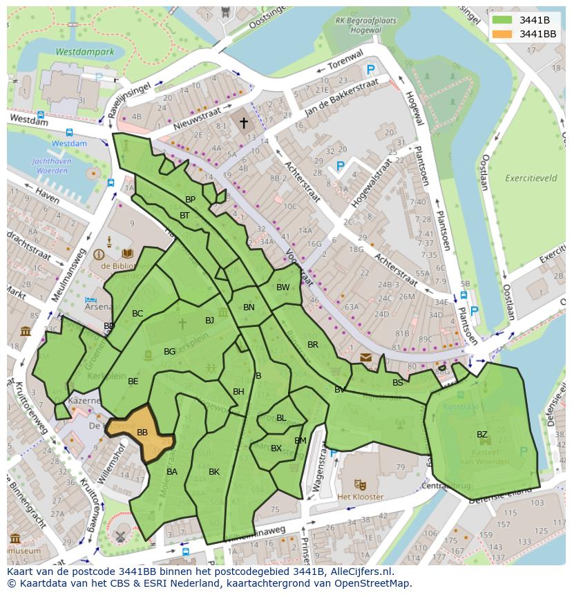 Afbeelding van het postcodegebied 3441 BB op de kaart.