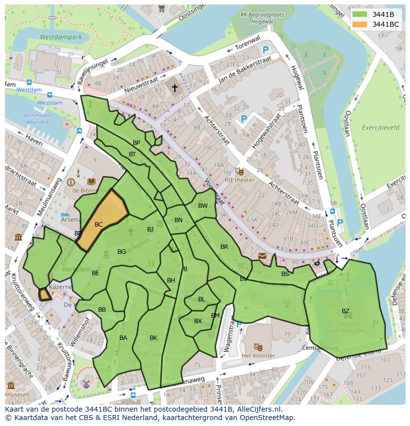 Afbeelding van het postcodegebied 3441 BC op de kaart.