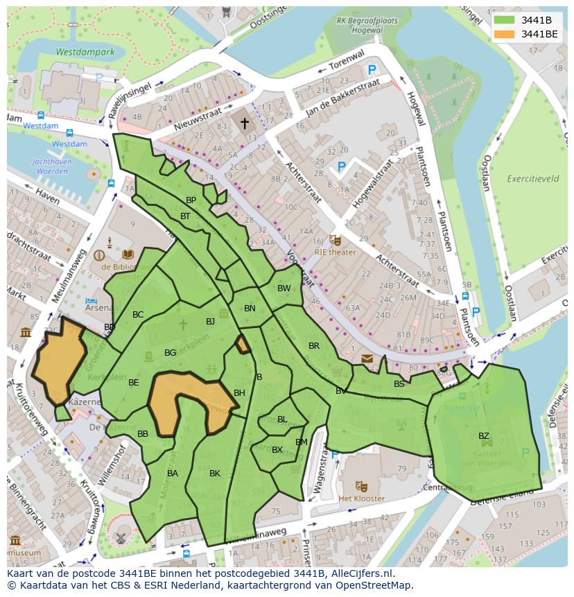 Afbeelding van het postcodegebied 3441 BE op de kaart.