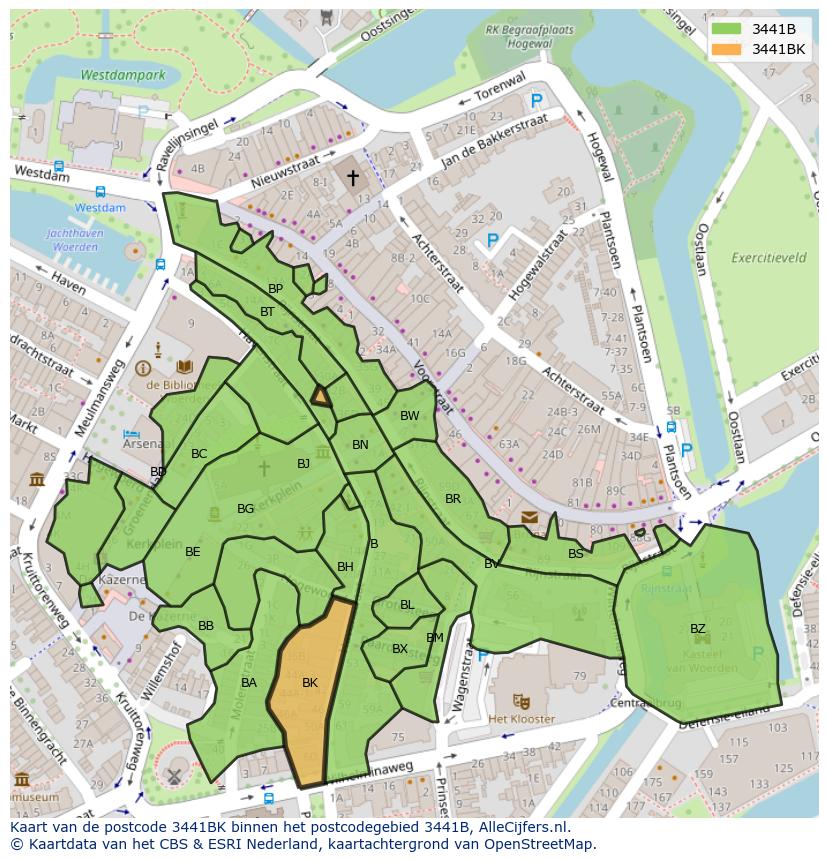 Afbeelding van het postcodegebied 3441 BK op de kaart.