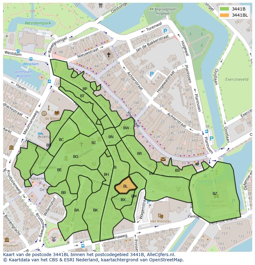Afbeelding van het postcodegebied 3441 BL op de kaart.