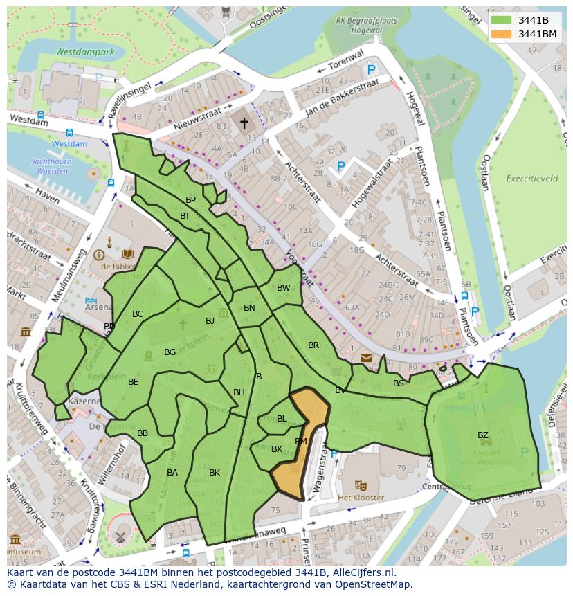 Afbeelding van het postcodegebied 3441 BM op de kaart.
