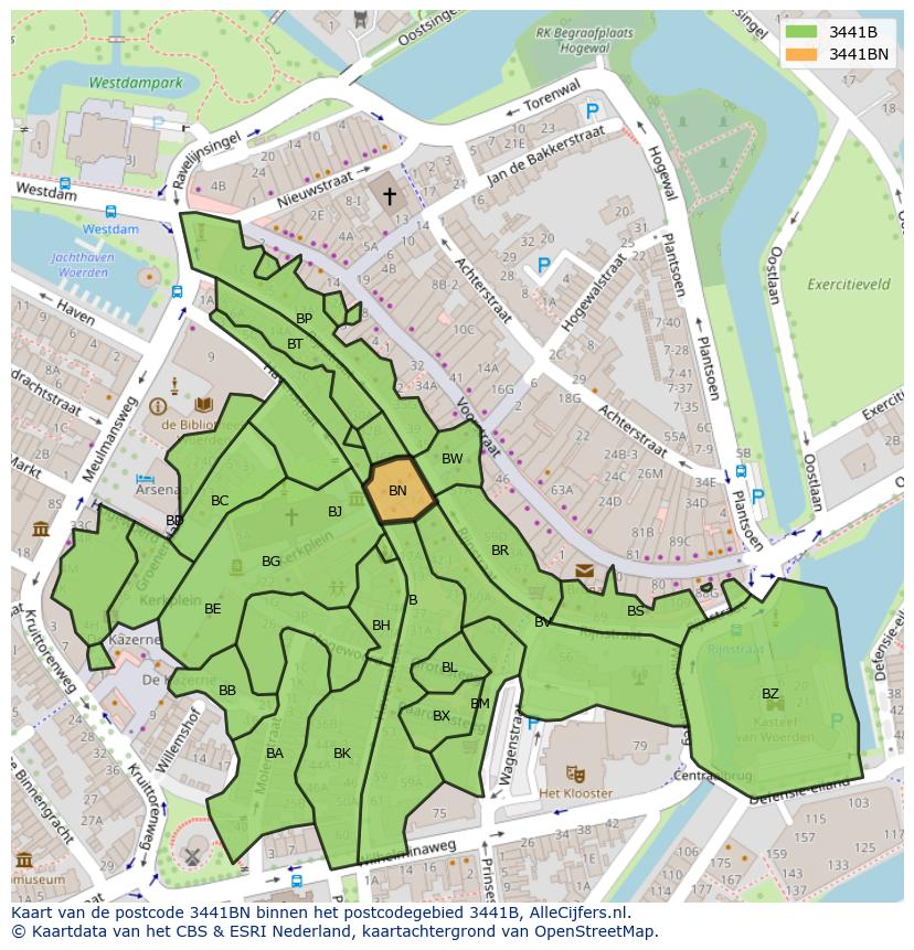 Afbeelding van het postcodegebied 3441 BN op de kaart.