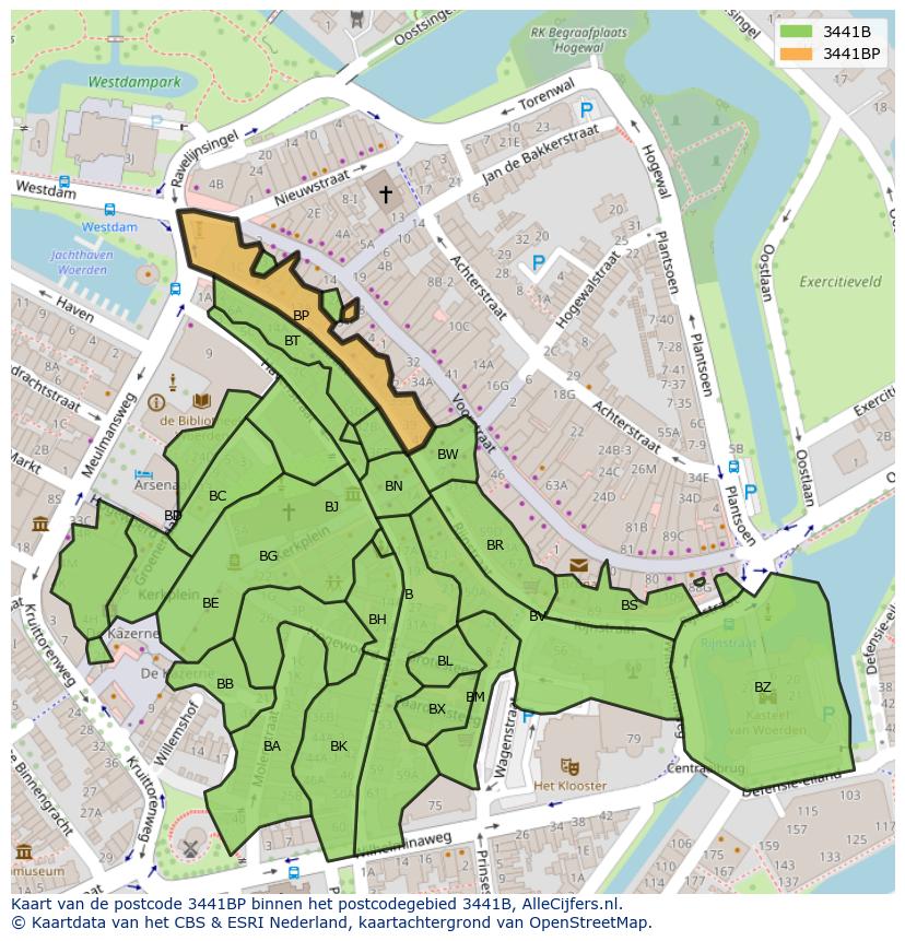 Afbeelding van het postcodegebied 3441 BP op de kaart.