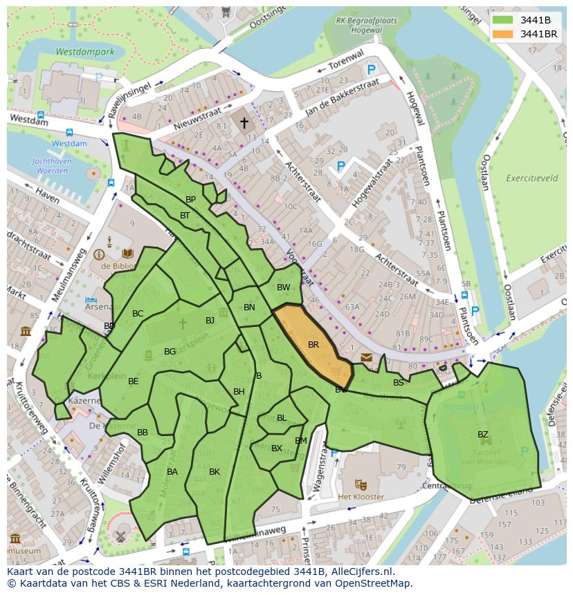 Afbeelding van het postcodegebied 3441 BR op de kaart.