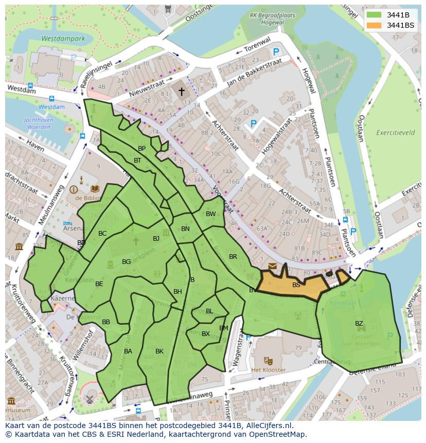 Afbeelding van het postcodegebied 3441 BS op de kaart.
