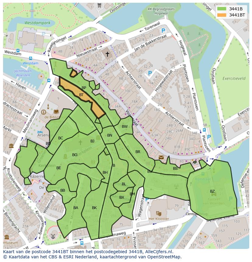 Afbeelding van het postcodegebied 3441 BT op de kaart.
