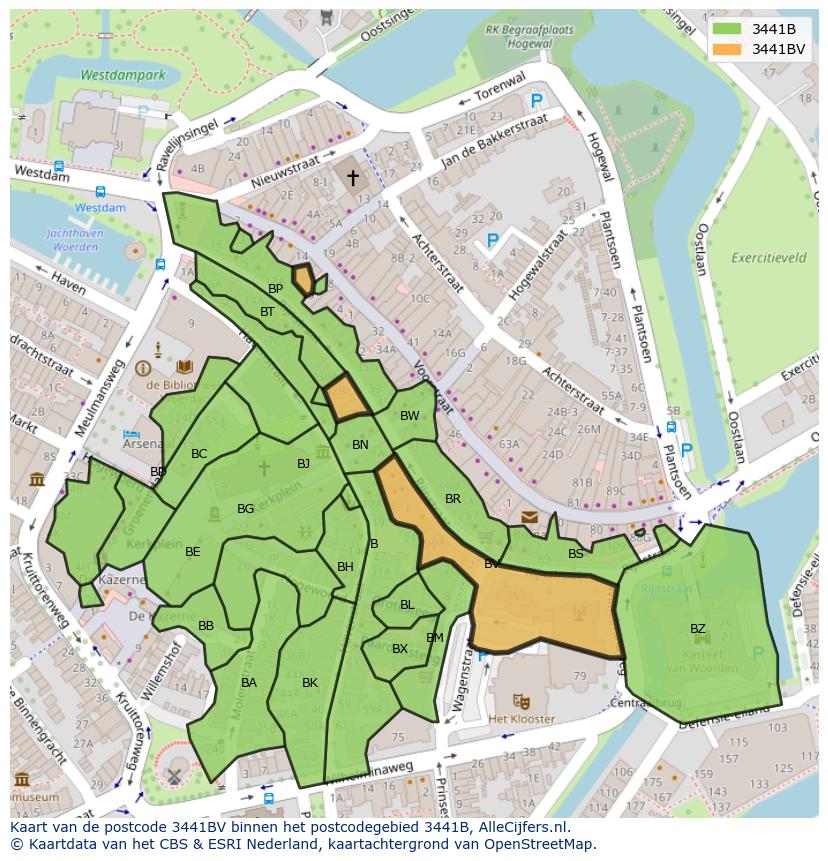 Afbeelding van het postcodegebied 3441 BV op de kaart.