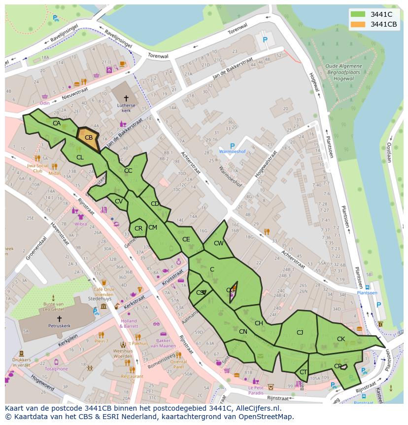 Afbeelding van het postcodegebied 3441 CB op de kaart.