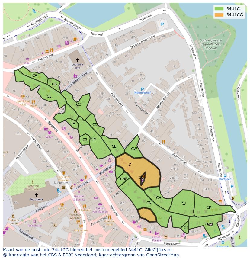 Afbeelding van het postcodegebied 3441 CG op de kaart.