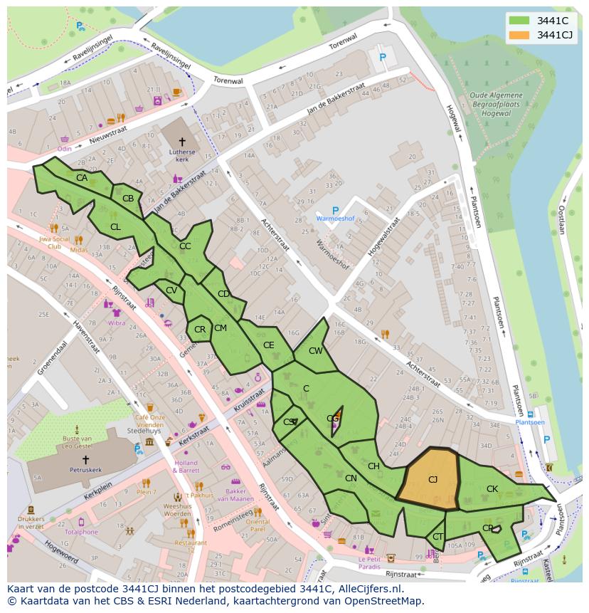 Afbeelding van het postcodegebied 3441 CJ op de kaart.